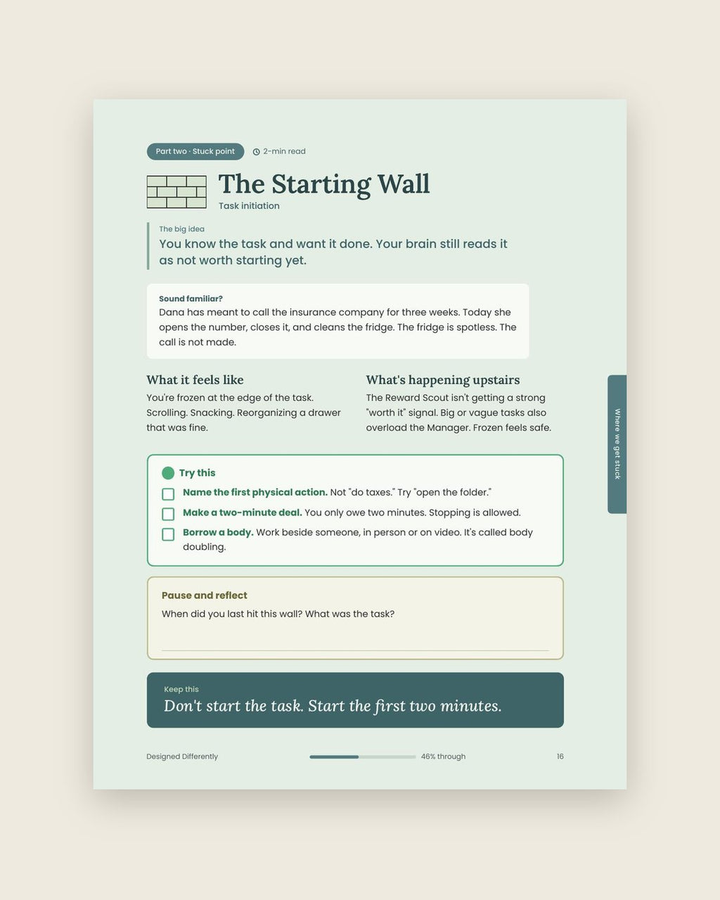 Look inside: The Starting Wall, with small exits to try
