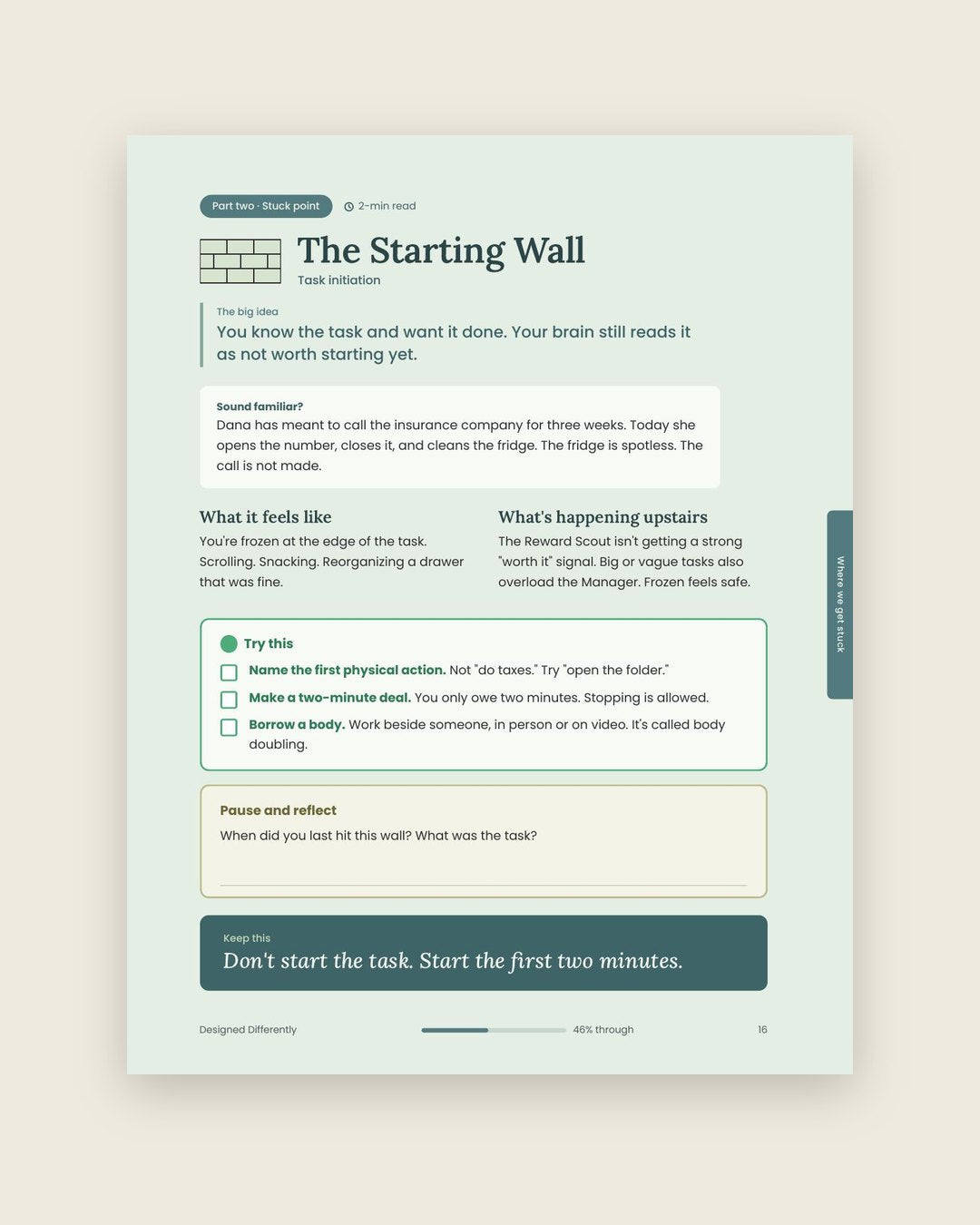 Look inside: The Starting Wall, with small exits to try