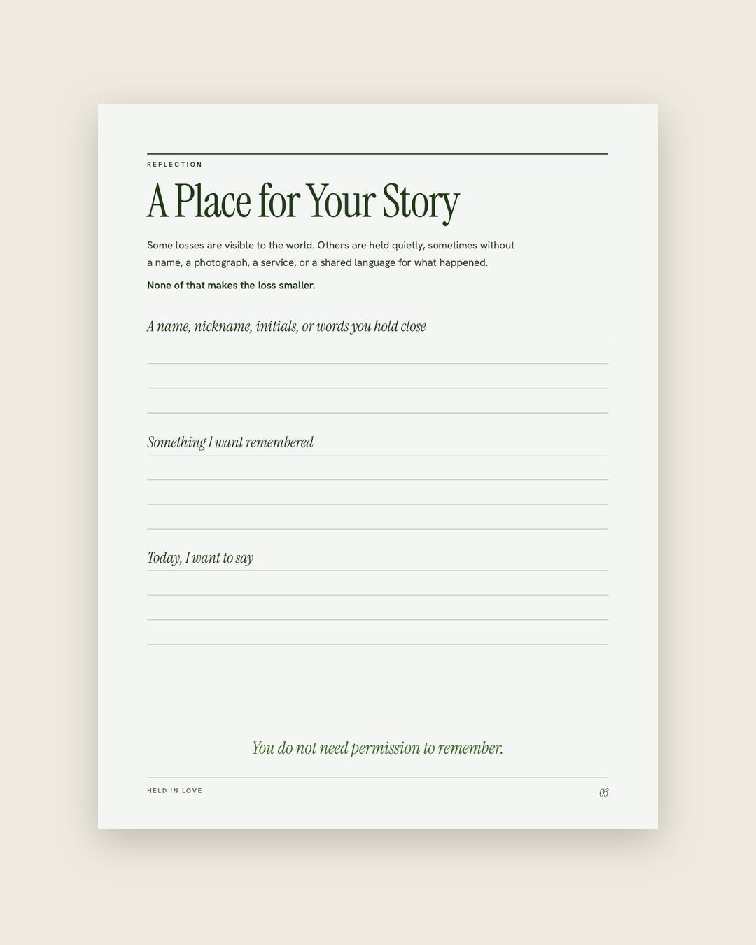 Look inside: A place for your story