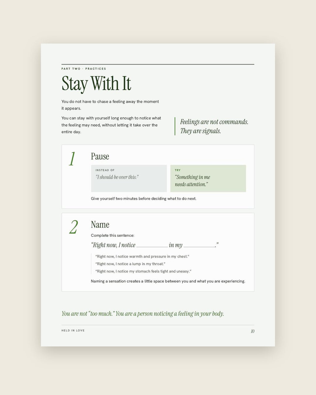 Look inside: Stay with it: gentle ways through a wave