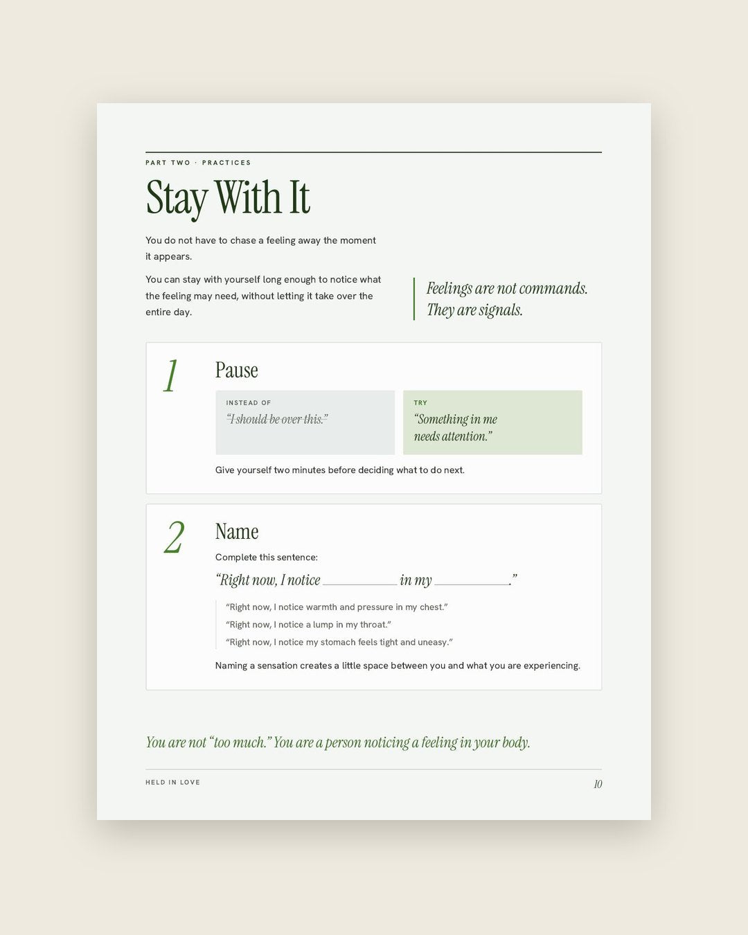 Look inside: Stay with it: gentle ways through a wave