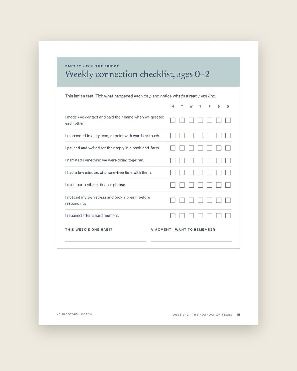 Look inside: Your weekly connection checklist