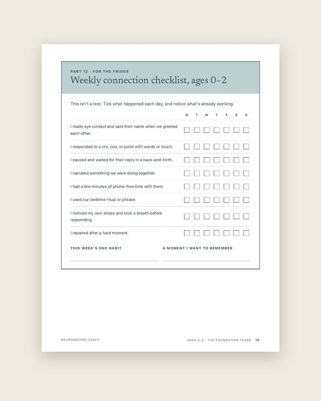 Look inside: Your weekly connection checklist