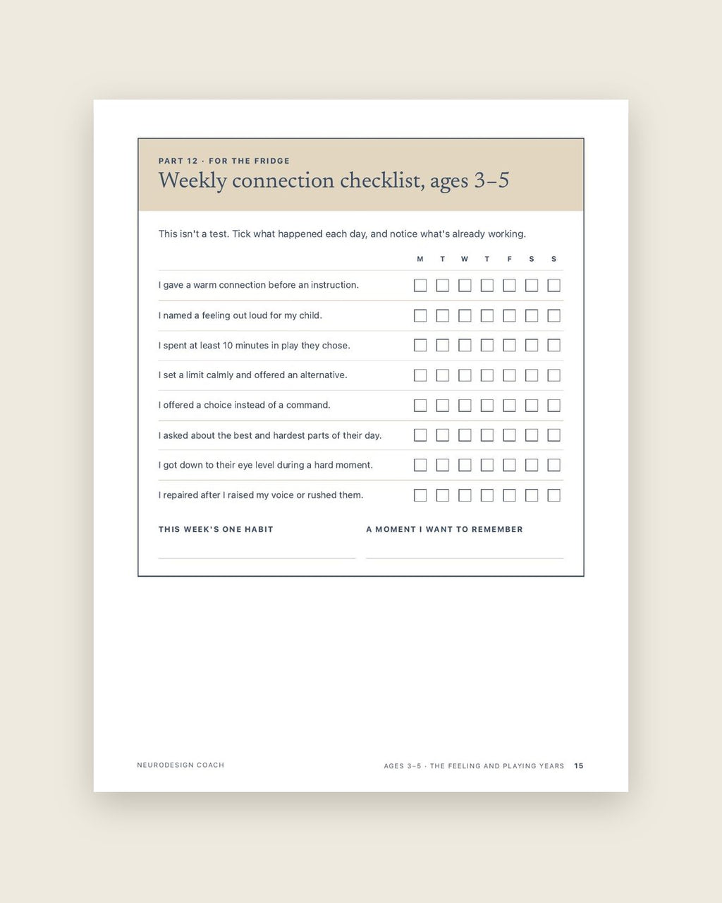 Look inside: Your weekly connection checklist