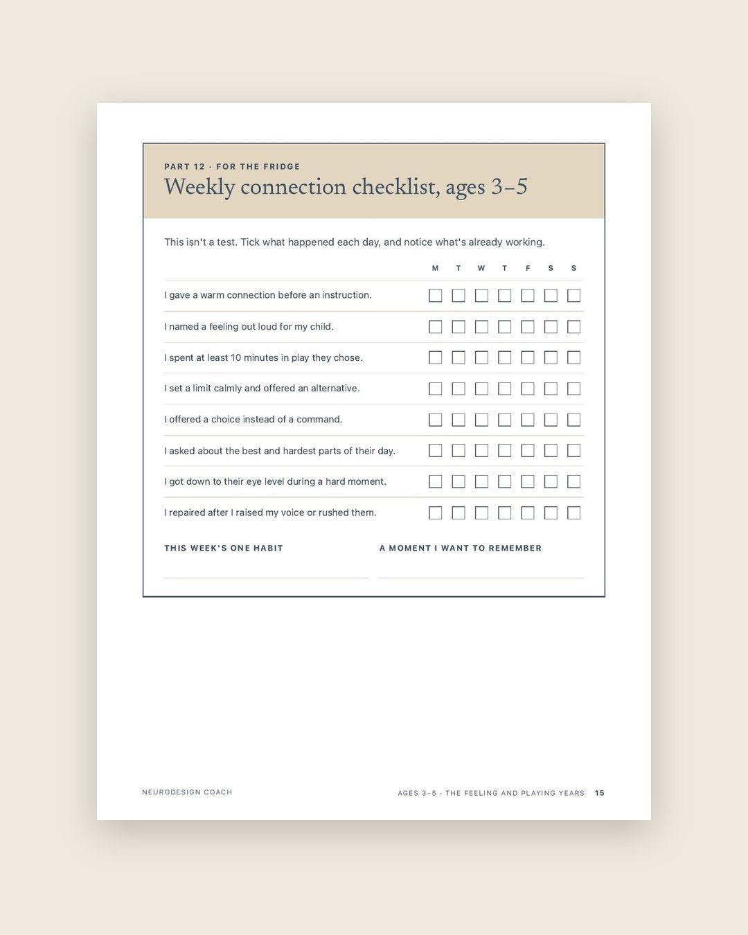 Look inside: Your weekly connection checklist