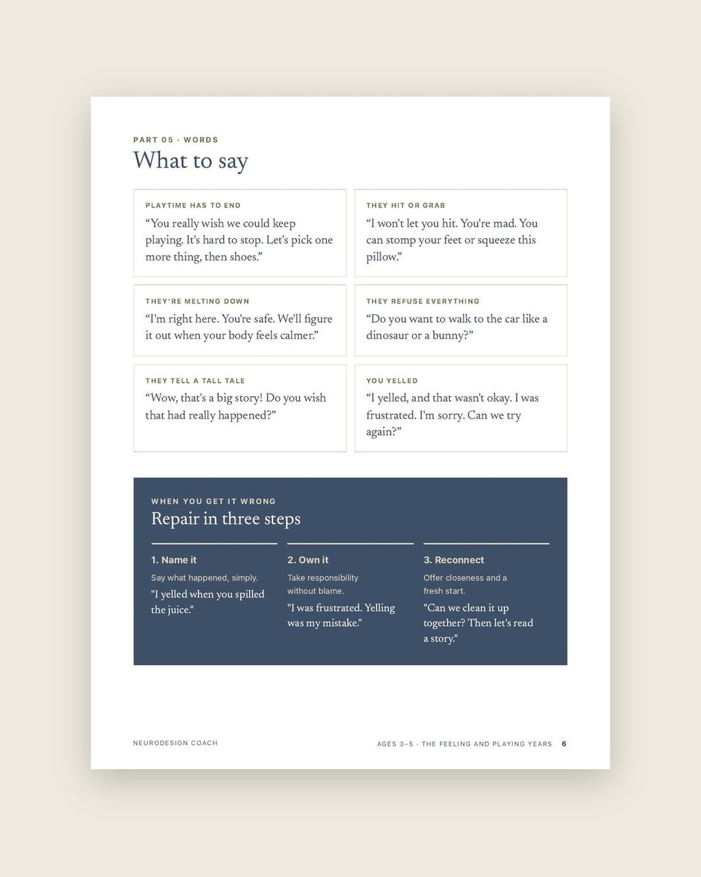 Look inside: Ages 3–5: what to say, and how to repair